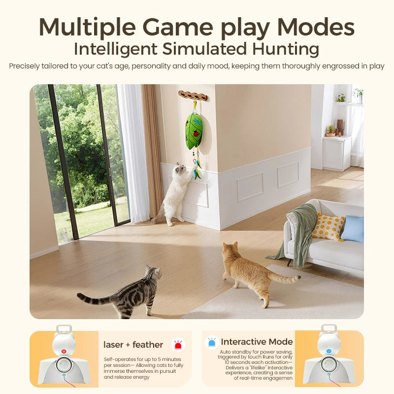 Jouet pour chat cache-cache électrique avec laser et plume suspendue