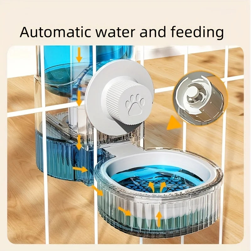 Distributeur automatique de nourriture et d'eau pour animaux de compagnie - Distributeur suspendu par gravité avec gamelle