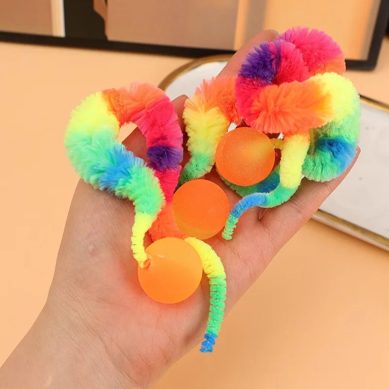 Interactive Glow & Bounce Cat Toy Set – Caterpillar, Balls & Teaser