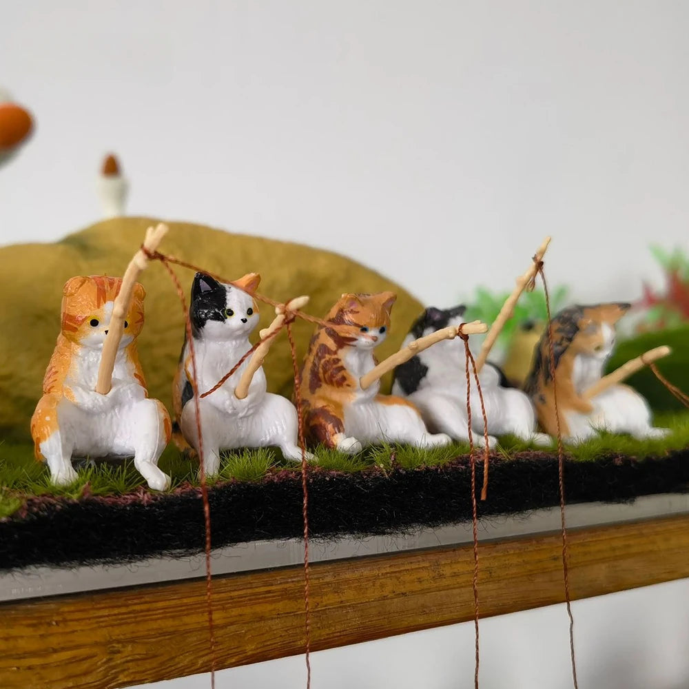 Fishing Cat Aquarium Decoration Ornament