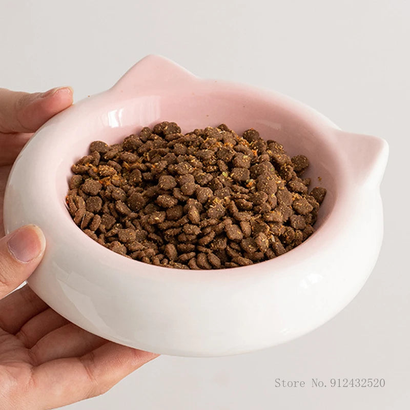 Cat Ear Ceramic Pet Bowl – Anti-Tip Food & Water Dish