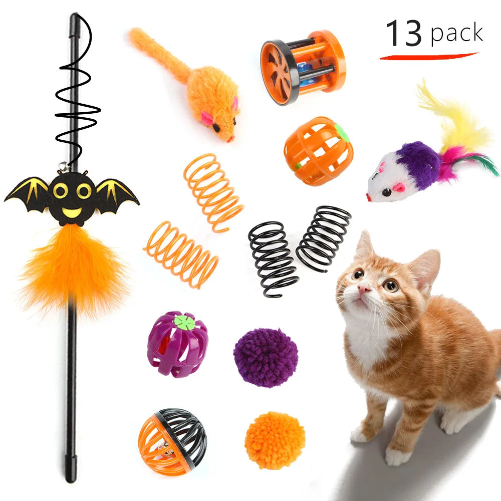 Interactive Cat Toy Variety Set with Wand, Mouse and Bell