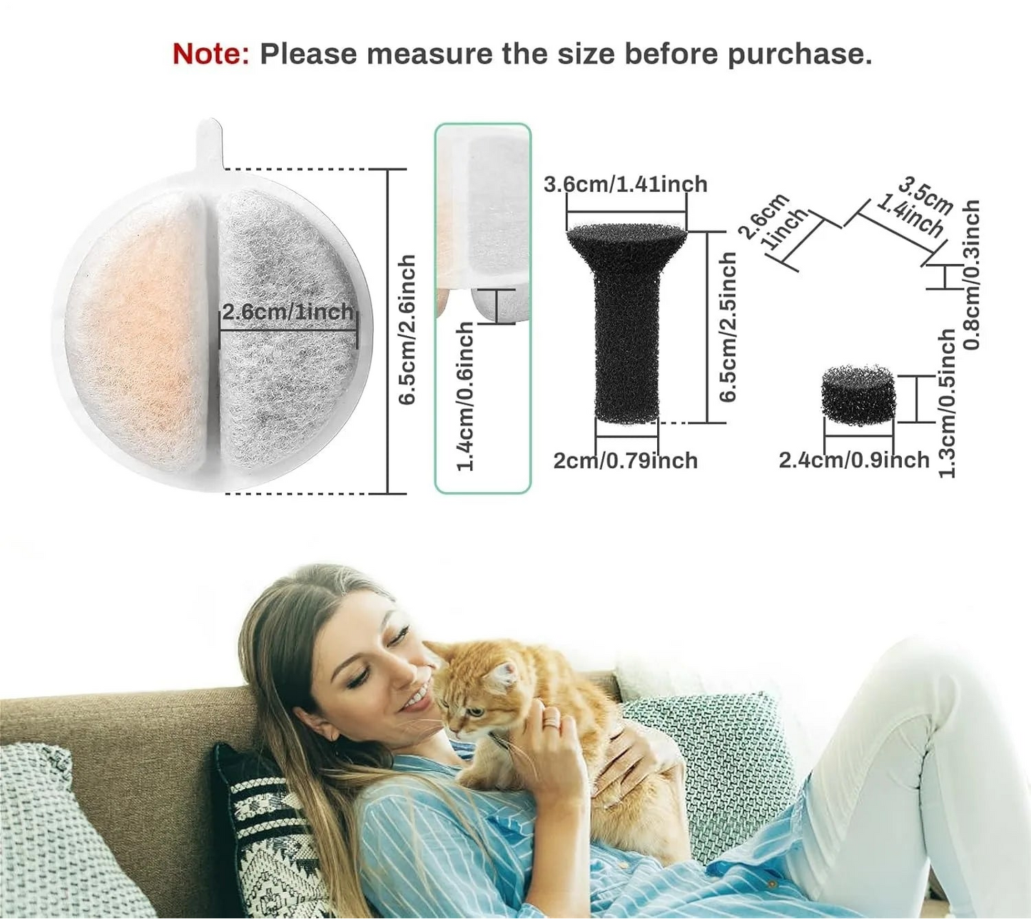 Cat Water Fountain Replacement Filters - 2.5L
