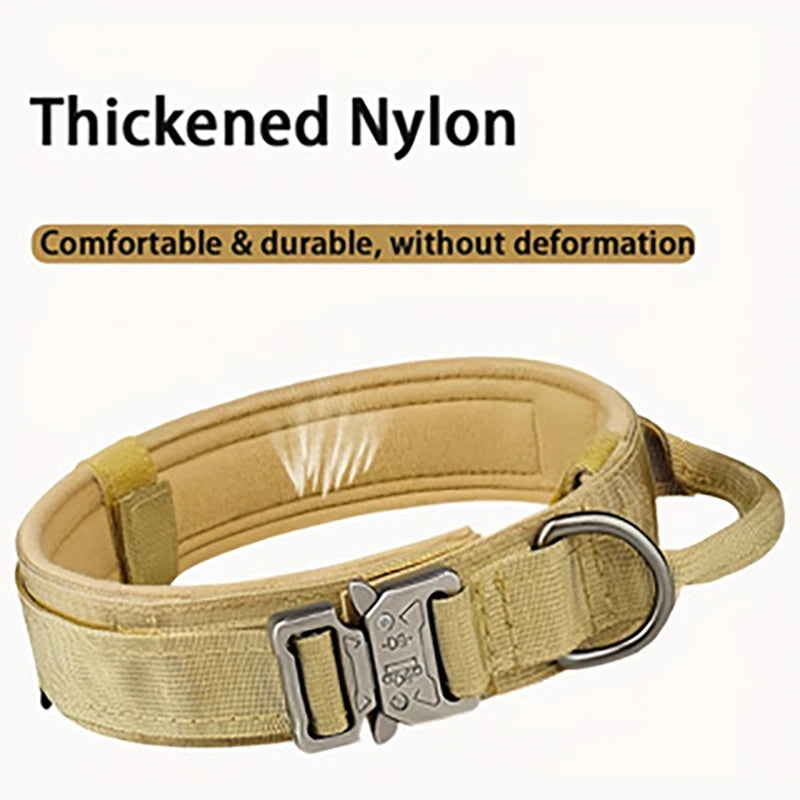 Tactical Military Nylon Dog Collar with Control Handle & Metal Buckle