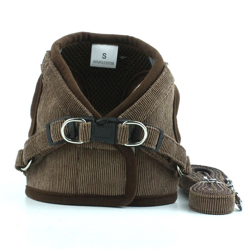 Adjustable Mesh & Plaid Cat Harness and Leash Set
